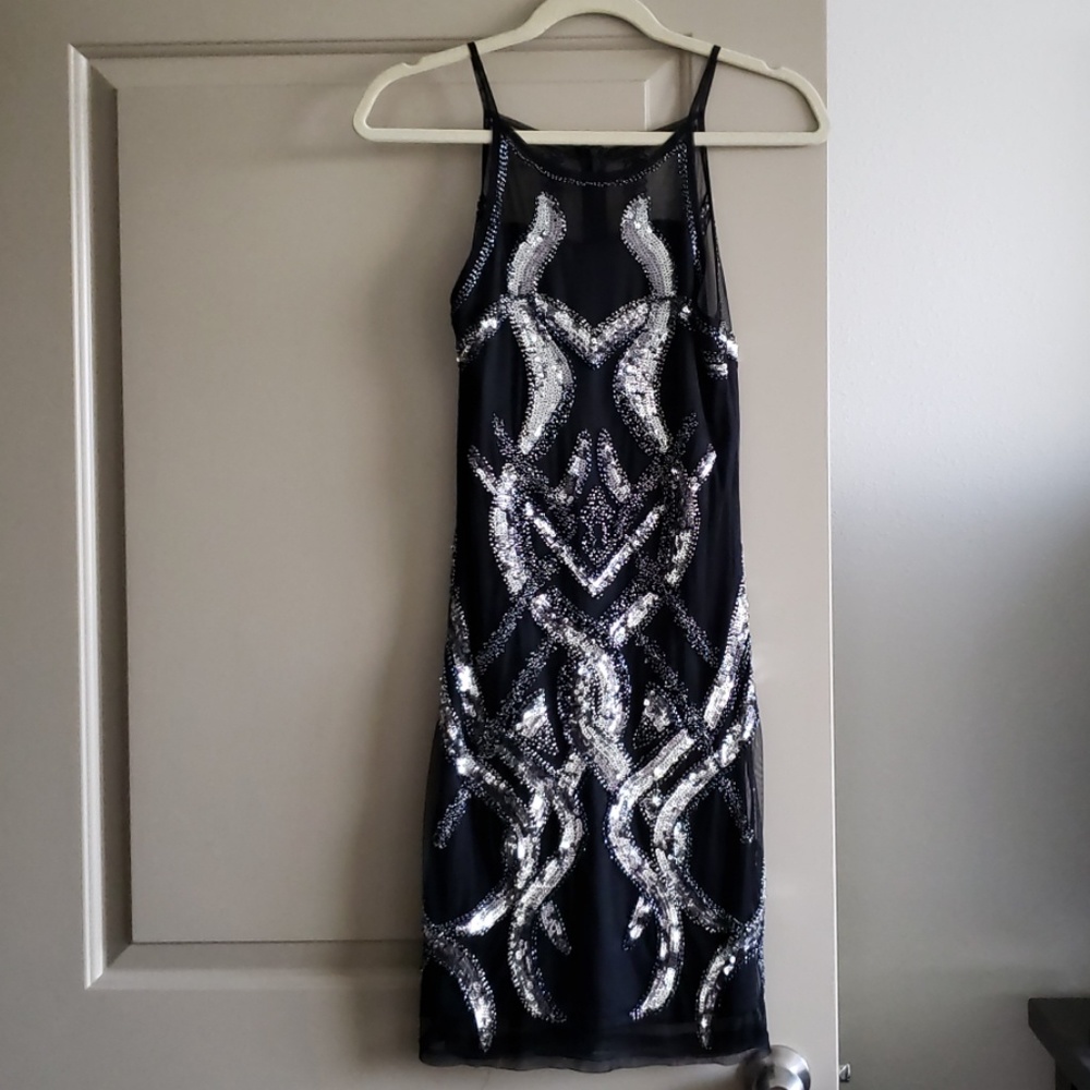 Bead and Sequin Black Dress